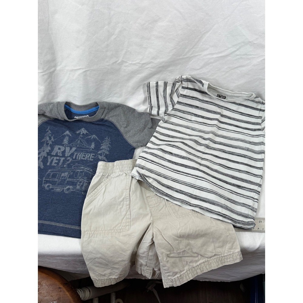 Arizona Spotted Zebra Garanimals Toddler Boy 3T Camping Stripe Shirt Shorts Set